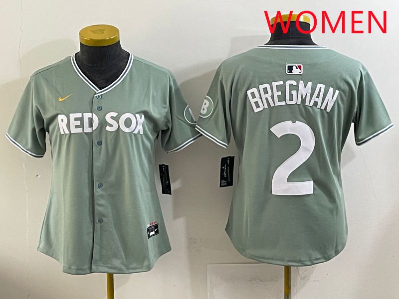 Women 2025 Boston Red Sox #2 Bregman Green Joint Name Nike MLB Jersey style 1